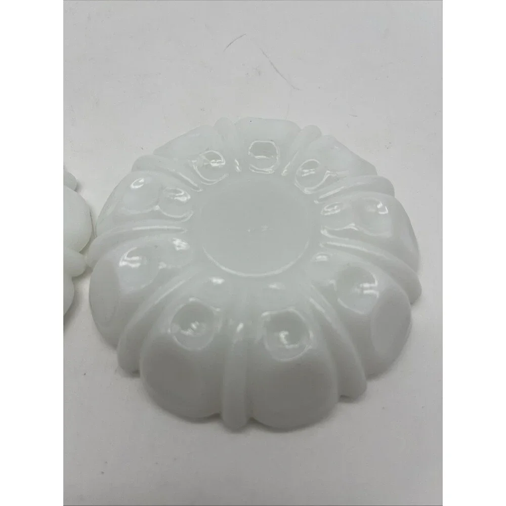 Vintage Anchor Hocking Milk Glass Ashtray Trinket, Set Of 2